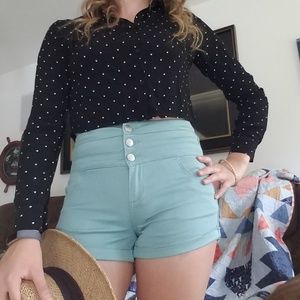 High Waisted Light Aqua Shorts: size 1